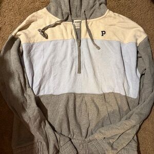 PINK Victoria's Secret color block quarter zip hoodie